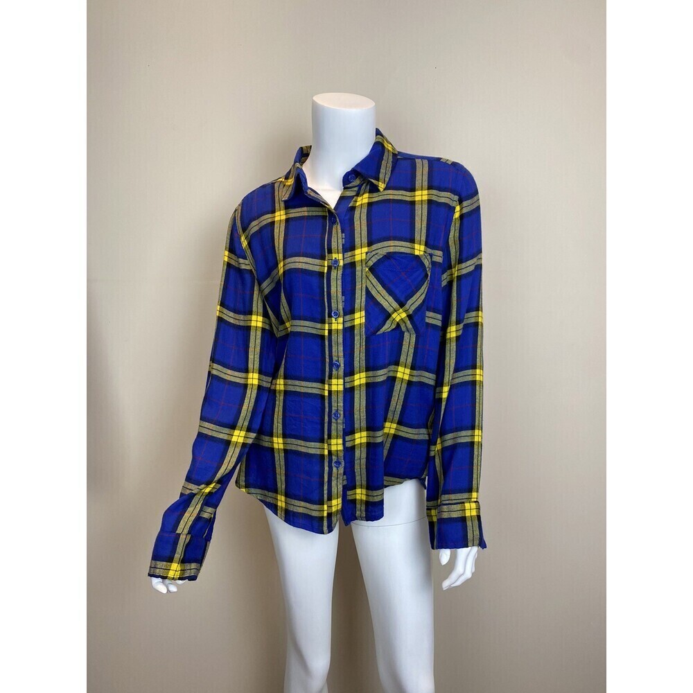 Abound Button Down Shirt In Blue/Yellow Plaid Size M